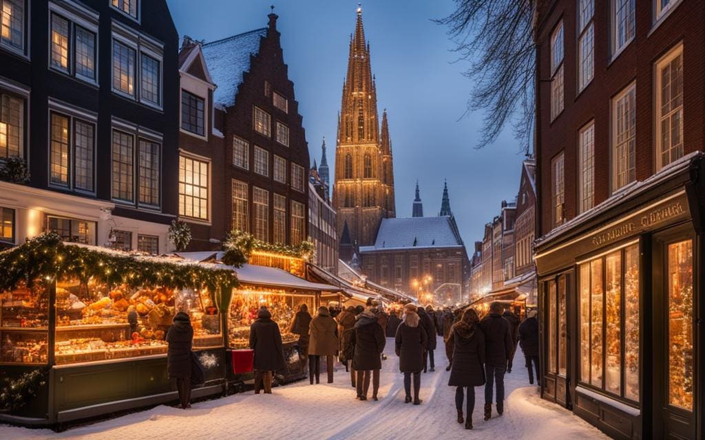gezellige kerstsfeer in Nederlandse stad