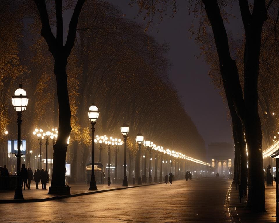 Frankrijk: Een nachtelijke wandeling langs de Champs-Élysées in Parijs.