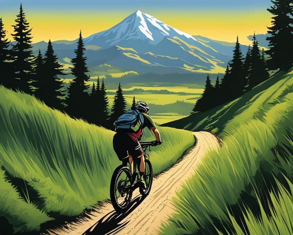 Mountainbiker op een bergpad