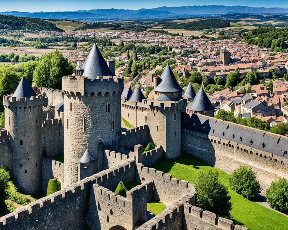 Bezoek de oude stadsmuren van Carcassonne, Frankrijk