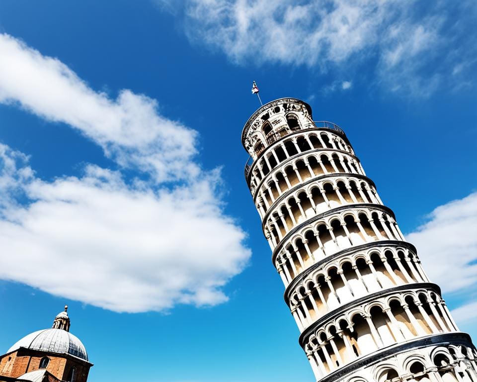 Geniet van het uitzicht vanaf de top van de Toren van Pisa, Italië