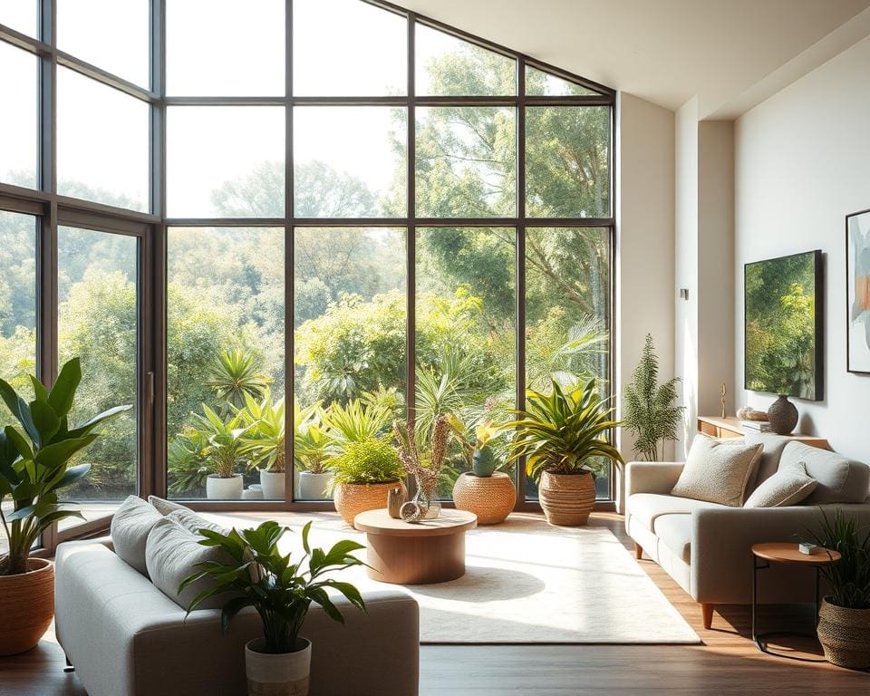 Hoe breng je rust in een ruimte met veel glas?