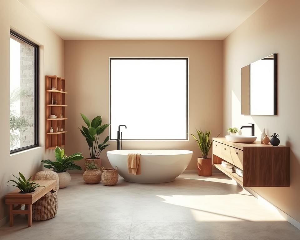 Hoe richt je een moderne badkamer in met natuurlijke tinten?