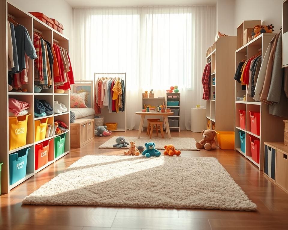 Wat helpt bij het organiseren van kleding en speelgoed?